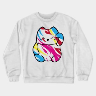 Lucky cat fusion zebra pop art Crewneck Sweatshirt